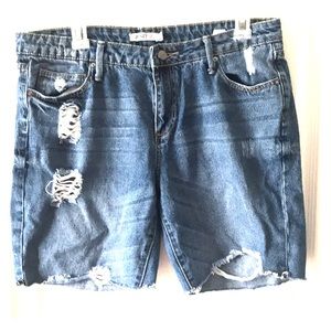 Distressed jean shorts